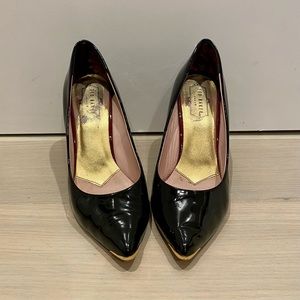 Ted Baker Black & Gold Leather Heels